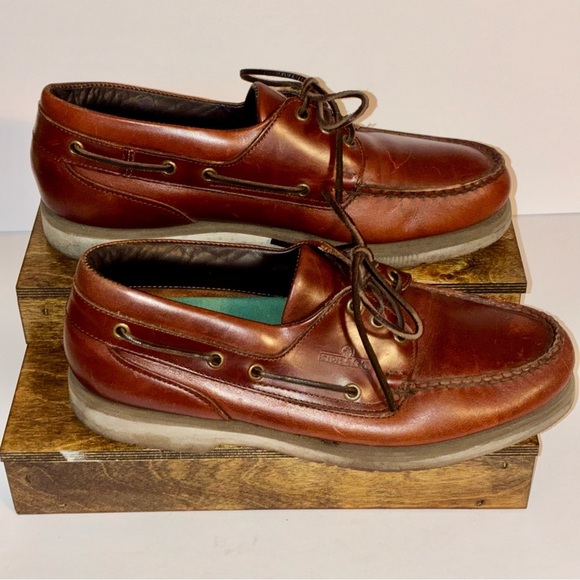 Sebago Docksides Brown Leather Boat Shoes Non Marking Sole Mens 9.5 WW Vintage main image 7